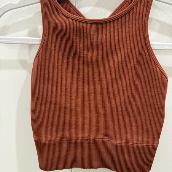 Target Brown Ribbed Crop Tank Top - Picture 2 of 4